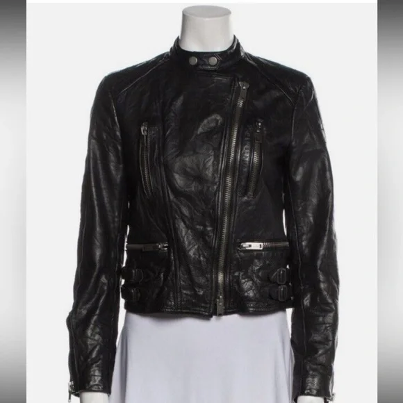 Polo Ralph Lauren Black Leather Moto Jacket | Real Cowhide | Women’s Size Small - Picture 3 of 13